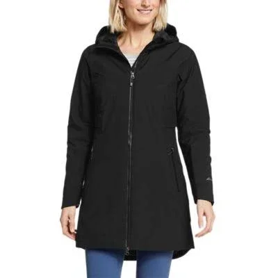 Eddie Bauer Women's Cloud Cap Stretch Insulated Trench Coat - Black - XL