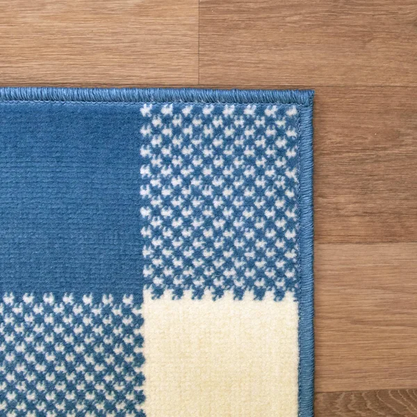 Porch & den Morgen Gingham Indoor/Outdoor Area Rug - 2&7x22 x 7& Runner - Orange