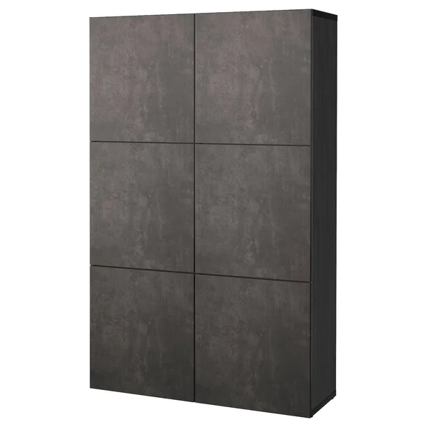 IKEA - BESTÅ Storage Combination with Doors, Black-Brown kallviken/dark Gray Concrete Effect, 47 1/4x16 1/2x76 19205884