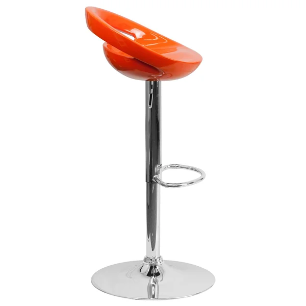 Fu0026F Furniture Group 38.75x22 Orange Adjustable Height Barstool with Rounded Cutout Back