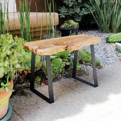 Foundry Select Cothren Live Edge Wood Bench, Beige