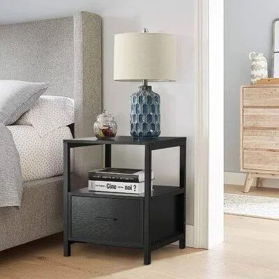 Holton 1 - Drawer Iron Nightstand Union Rustic Color: Black