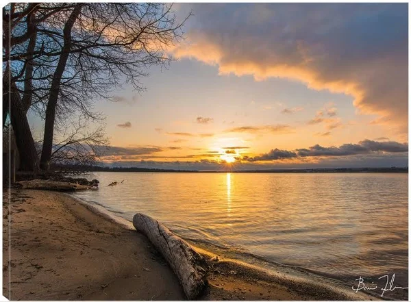 Presque Isle Sunrise Canvas Art by FIVEfishcreative 32x24 Fineartcanvas
