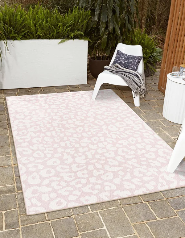 Outdoor Safari Pink Ivory 9x12 Large Area Rug Indoor Outdoor Rug