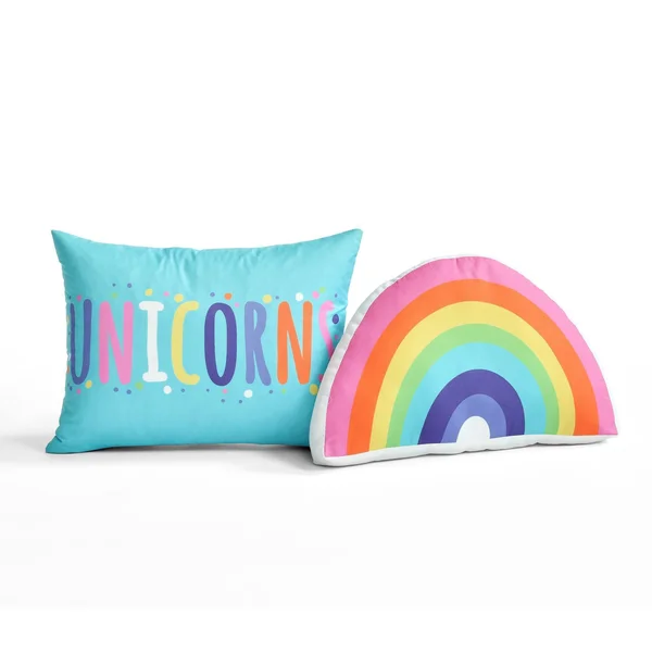 Lush Decor Unicorn Rainbow 4 Piece Quilt Set, Twin, White