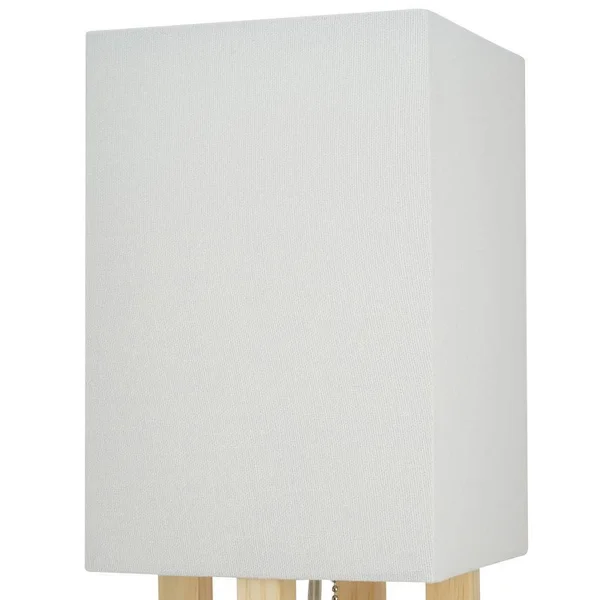 Cresswell Lighting Light Wood, Brushed Nickel Finish MDF Table Lamp 15 inchh, LED Bulb Included