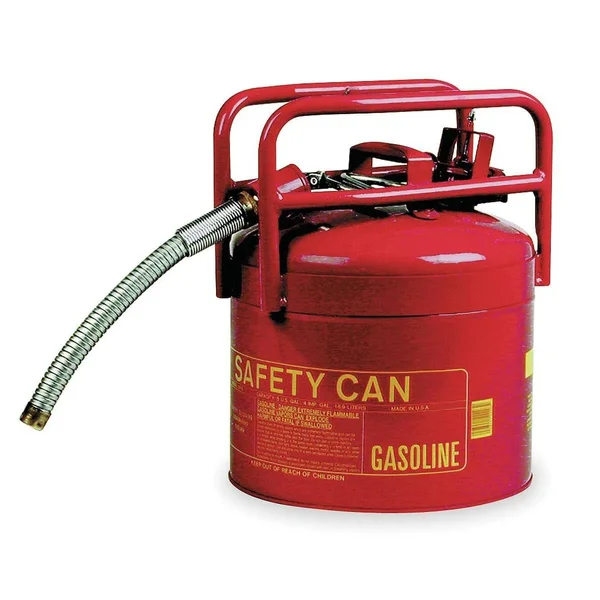 Eagle 1215 Type II Dot 5 Gallon Galvanized Steel Safety Can, 7/8x22 Hose, Red