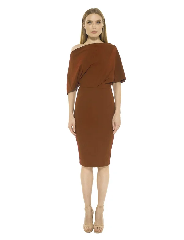 Alexia Admor Olivia Draped One Shoulder Sheath - Emerald, S