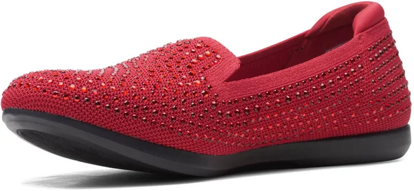 Clarks Carly Dream Women's Shoes Red Knit/Sparkles : 6.5 B - Medium