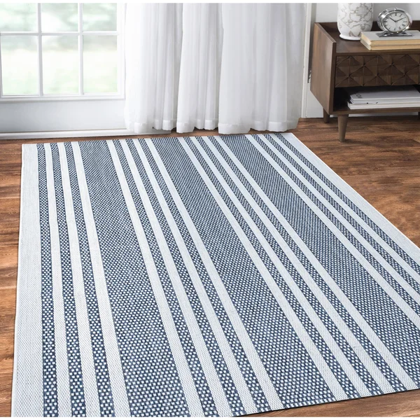 Miami Easy Care Washable Indoor Outdoor Vertical Stripe Area Rug by Modarte - Pink - 6&7x22x9&6x22