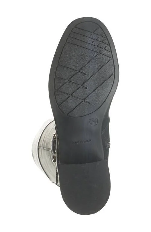 Marc Fisher Medium Calf Leather Tall ShaftBoots - Hailin - Size 5-1/2 Medium, Blk/Cog Leather