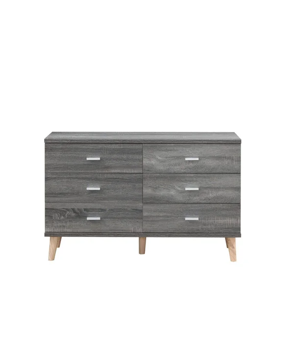 Furniture of America Massenburg Modern 6-Drawer Dresser - Grey