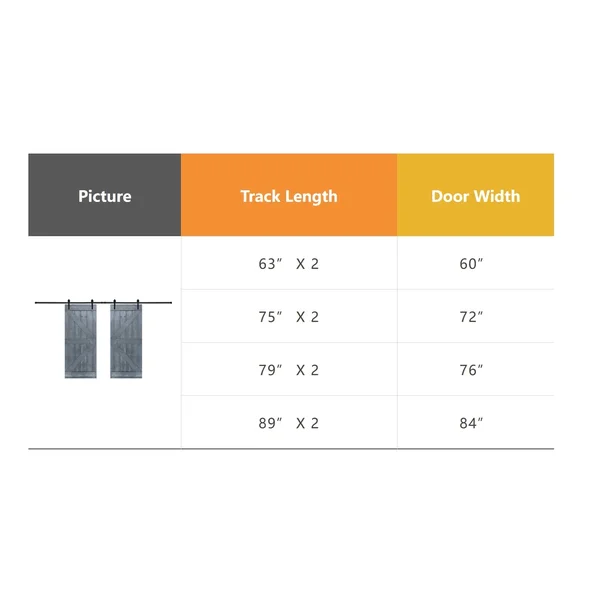 Akicon Paneled Wood Painted Double Barn Door Dk Series (Set of 2) - 72 - White