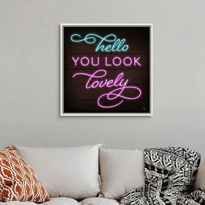 Neon Hello Mollie B. Wrapped Canvas Print on Canvas Winston Porter Format: White Framed - Size: 32x22 H x 32x22 W x 1.75x22 D