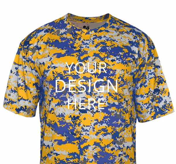 Custom Printed Badger Sports Badger B-Core Digital Tee - Size: XL, Royal/gold/digital