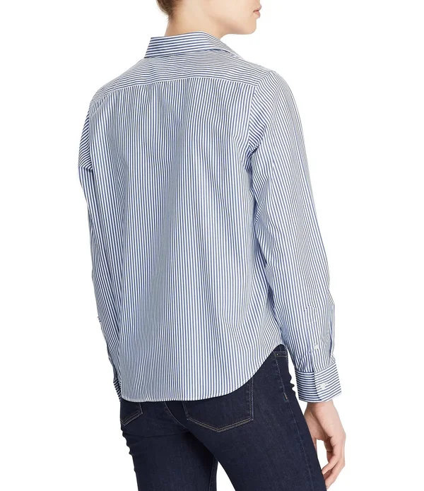 Lauren Ralph Lauren Blue/White Cotton Poplin Shirt