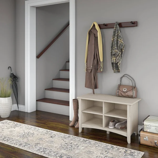 Bush Furniture Salinas Shoe Storage Bench - Antique White