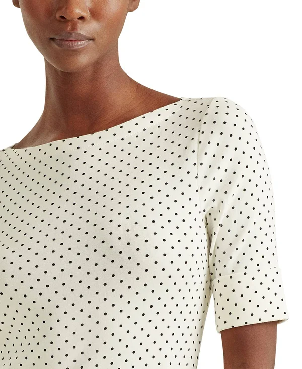 Lauren Ralph Lauren Women's Polka Dot Stretch-cotton Top - Polo Black - Size Xs