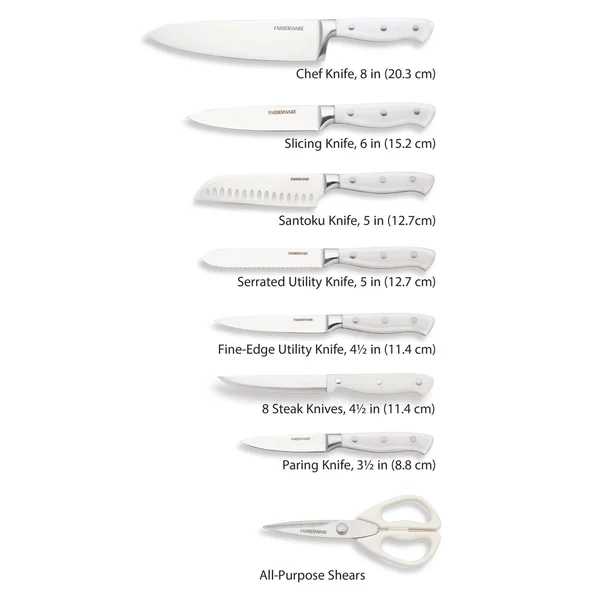 Farberware 16 Piece Forged Triple-Riveted Knife Set with Built-in Edgekeeper Knife Sharpener