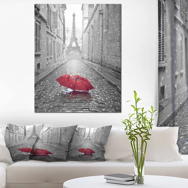 Designart &Eiffel View from Paris Street & Cityscape Photo Canvas Art Print, Size: 30 inch x 40 inch