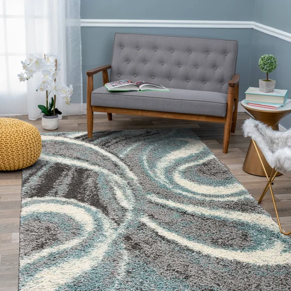 Rugshop Contemporary Cozy Plush Shag Area Rug 7&10x22 x 10& Blue