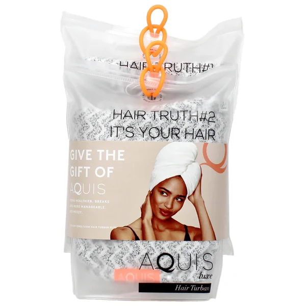 Aquis Lisse Luxe Hair Turban and Hair Towel - Chevron (Worth £60.00) - 50cm x 107cm