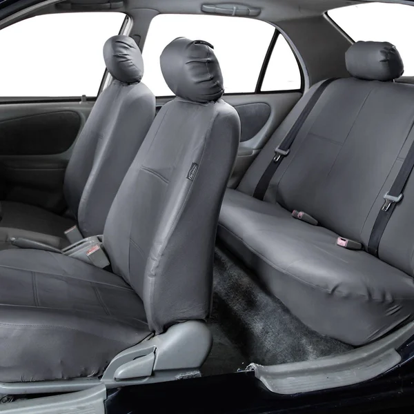 FH Group Gray Faux Leather AIRBAG Compatible and Split Bench Car Seat Covers Full Set