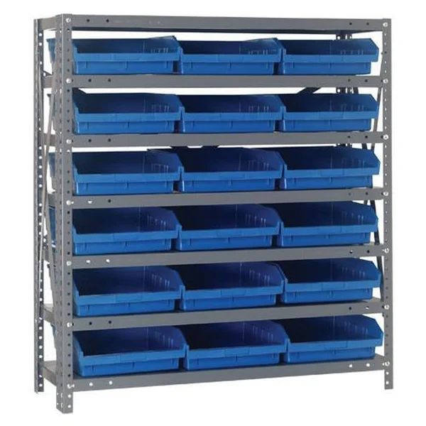 Quantum Storage Systems 1239-109BL Bin Shelving - Solid, 36x12, 18 Bins, Blue