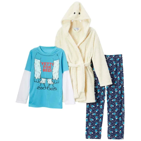 Freestyle Revolution Toddler & Boys Plush Yeti for Bed Hoodie Bath Robe & Pajamas Sleepwear Set - Toddler Boy's, Size: 10