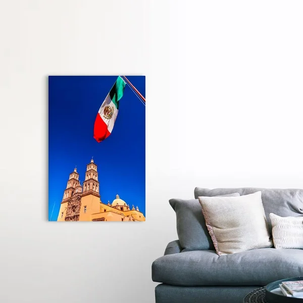 Mexican Flag Parroquia Cathedral, Dolores, Hidalgo, Mexico, Canvas Wall Art, 32x48, Great Big Canvas