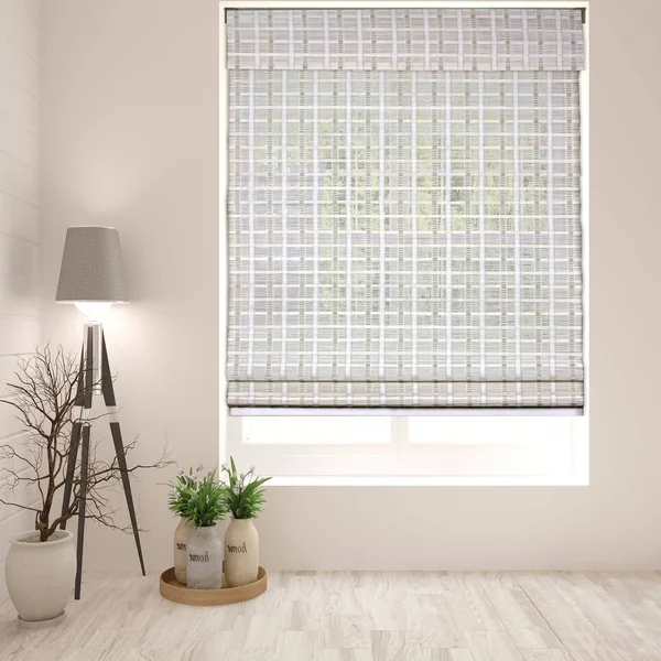 Arlo Blinds Cordless Lift Whitewash Bamboo 60-Inch Roman Shade - 34.5x22W x 60x22H