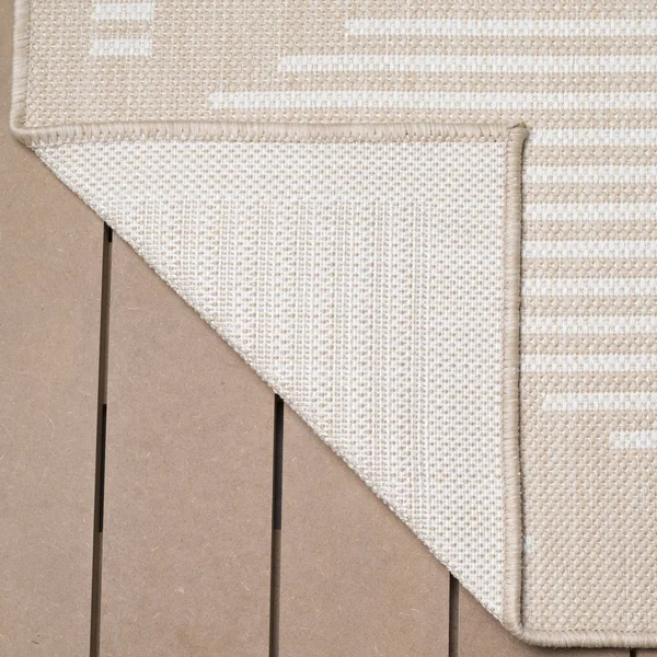 Beverly Rug Waikiki Collection Indoor/Outdoor Stripes Area Rug - Beige, White - WKK20101 - 5'3 x7'0