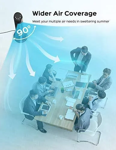 Tower Fan - Dreo 90° Oscillating Fans with Remote, Quiet Cooling, 12 Modes, 12H Timer, Space-Saving, LED Display with Touch Contro