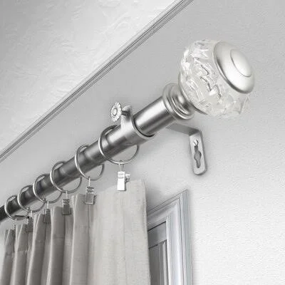 Matias Single Curtain Rod Rosdorf Park Size: 2.75x22 H x 240x22 W x 3.63x22 D - Color: Satin Nickel