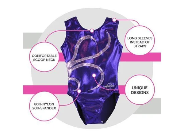 O3gl040 Obersee Girl's Girls Gymnastics Leotard - Purple Strands Am