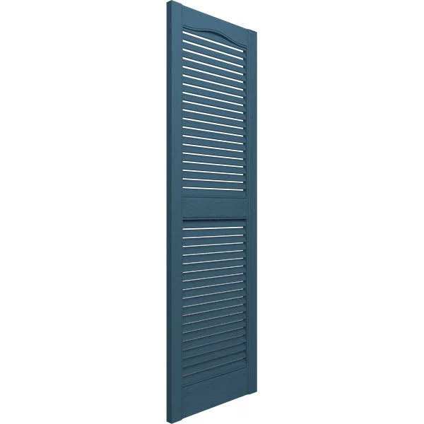 Builders Edge 14.5W in. Louvered Vinyl Shutters Classic Blue