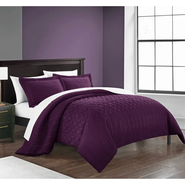 Chic Home Jas 2-Piece Embossed Comforter Set - Twin, Plum