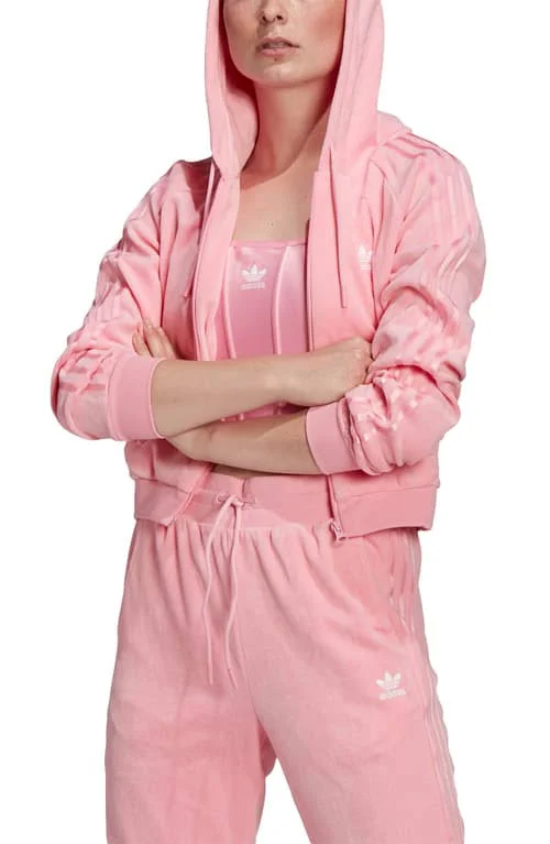 Adidas Originals Womens Full-Zip Hoodie - Light Pink Size XL