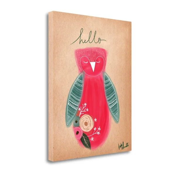 Tangletown Fine Art 'Hello Owl' by Katie Doucette Painting Print on Wrapped Canvas