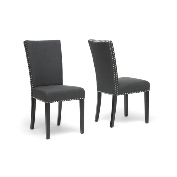 Baxton Studio Harrowgate Dark Gray Linen Modern Dining Chair Set of 2