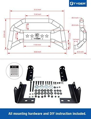 Tyger Auto TG-GD6T60028 Front Bumper Guard Fits 2005-2019 Toyota Tacoma - Textured Black, Light Mount, Bull Bar