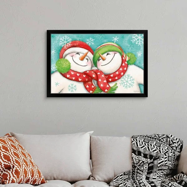 Let It Snow II Eyes Open, Black Framed Wall Art, 36x24, Great Big Canvas