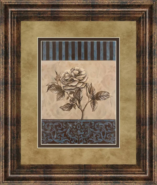 Brown, Blue, and Tortilla Brown Rose Refined Il by Carol Robinson Print Wall Art 40x22 x 34x22