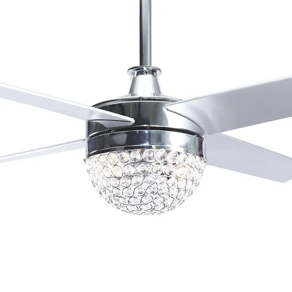 48 in. Indoor Chrome Crystal Ceiling Fan with Light and Remote Control
