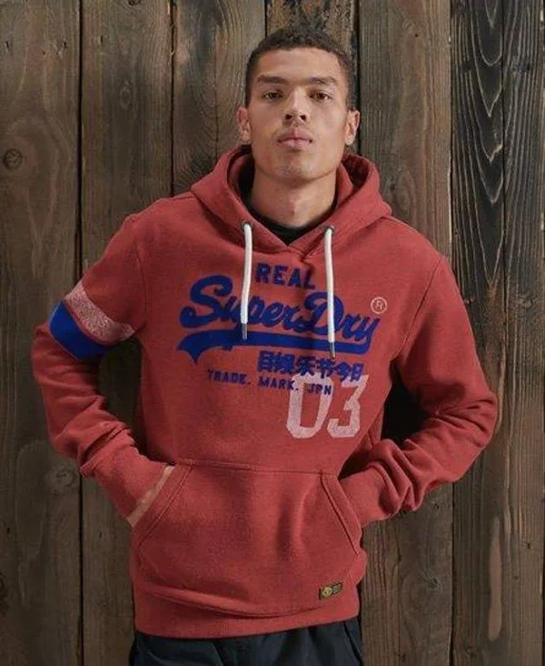 Superdry Vintage Logo Varsity Hoodie - Red - Hoodies