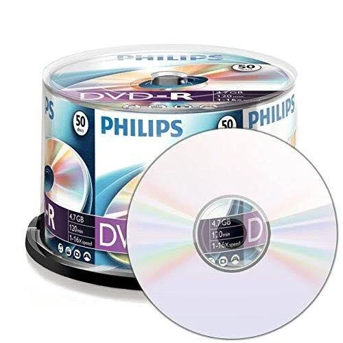 Philips 50 DVD-R 4.7GB 16x SP One Size