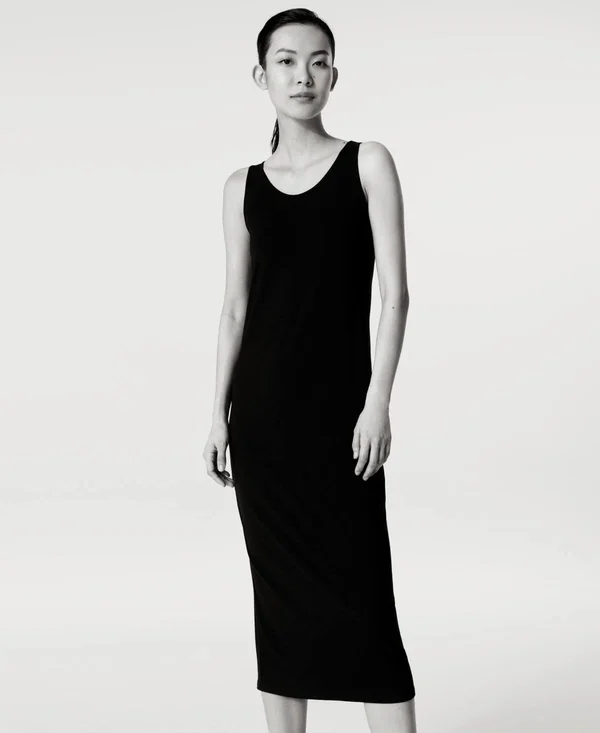 Eileen Fisher System Stretch Jersey Scoop-Neck Midi Dress, Regular & Petite - Black