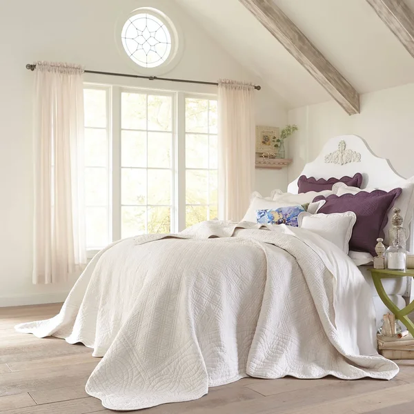Florence Oversized Bedspread by BrylaneHome in Ecru - One Stop Plus