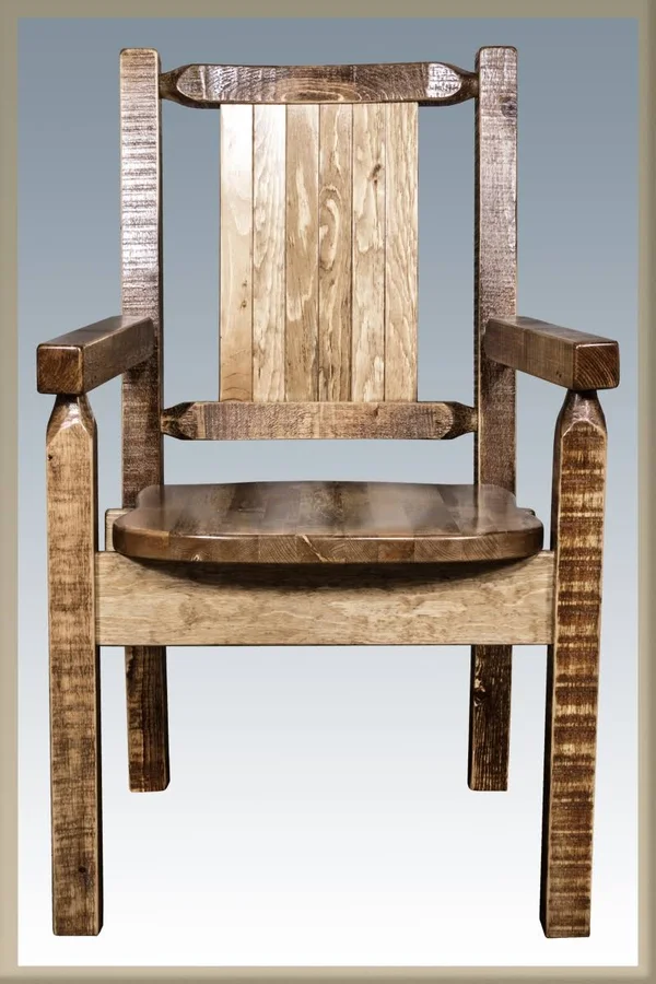 Homestead Captains Chair with Laser Engraved Moose Design Stain & Lacquer Finish D2393194