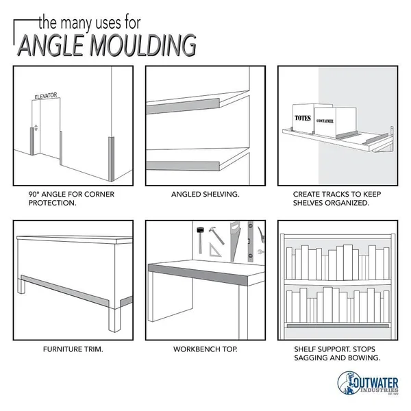 Outwater Plastics Alu1569-18-P Polished 1-1/2 inch X1-1/2 inch X1/8 inch Aluminum Angle MOULDING 48 inch Lengths (Pack of 3)